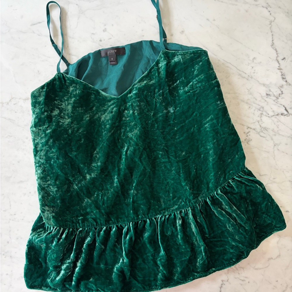 J. Crew Green Velvet Camisole